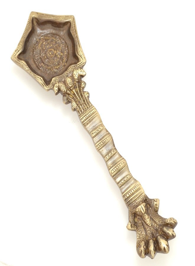 Two Moustaches Brass Panchmukhi Nag Head Pooja Spoon, Havan Spoon, Traditional Brass Pooja Items, Standard, Pack of 1 - Image 1